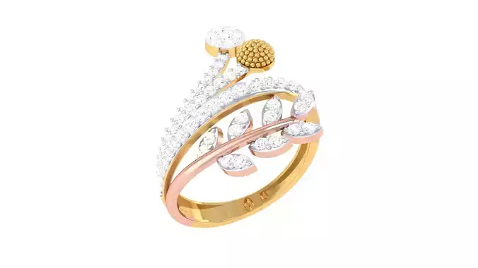 Women FLower Cocktail Rings 3dm STL OBJ FBX Renders Details