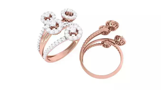 Open End FLower Cocktail Rings 3dm STL OBJ FBX Renders Details