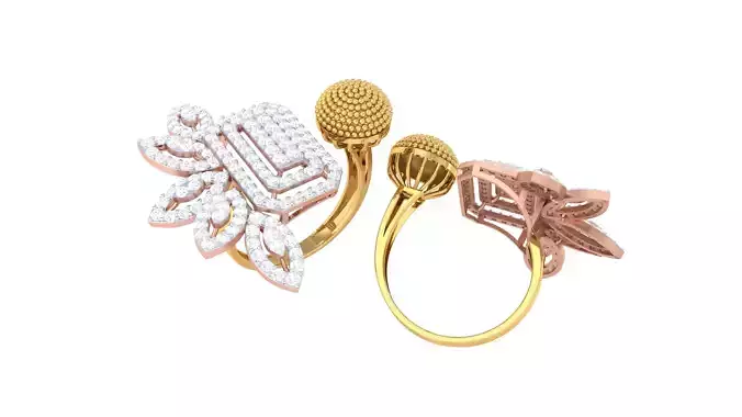 Open End FLower Cocktail Rings 3dm STL OBJ FBX Renders Details 3D print model