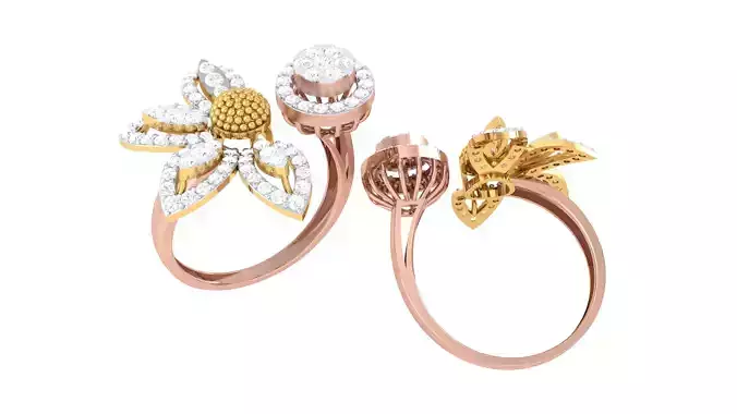 Open End FLower Cocktail Rings 3dm STL OBJ FBX Renders Details