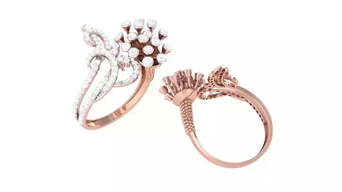 Open End FLower Cocktail Rings 3dm STL OBJ FBX Renders Details