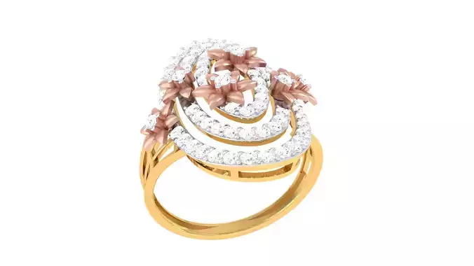 Women FLower Cocktail Rings 3dm STL OBJ FBX Renders Details