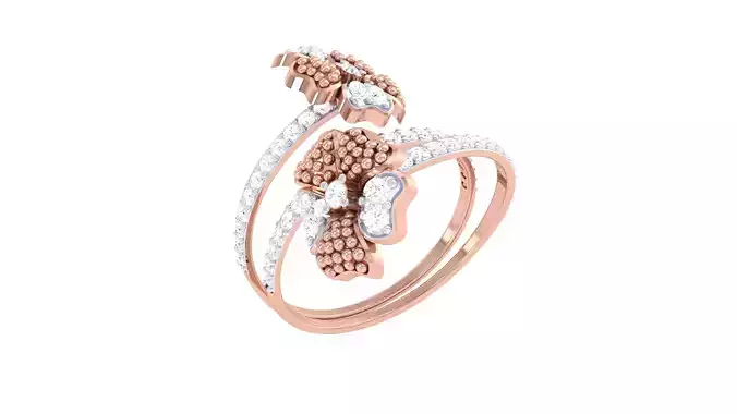 Women FLower Cocktail Rings 3dm STL OBJ FBX Renders Details