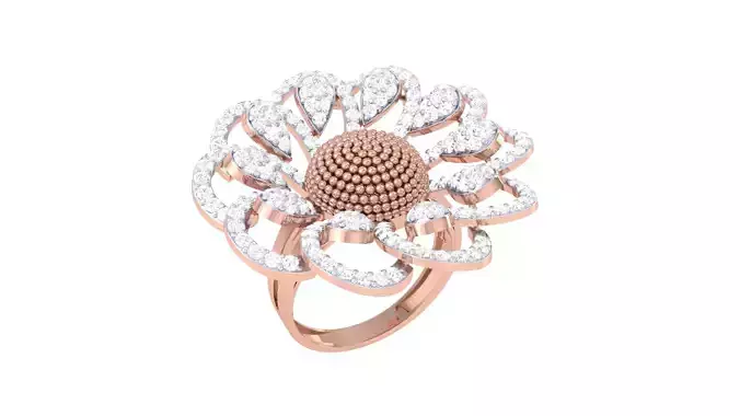 Women FLower Cocktail Rings 3dm STL OBJ FBX Renders Details