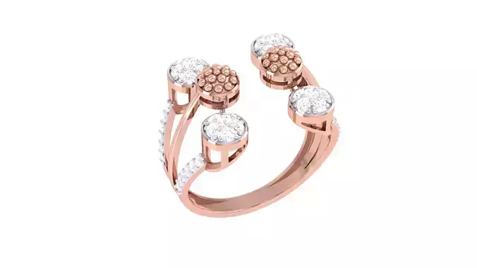 Open End FLower Cocktail Rings 3dm STL OBJ FBX Renders Details