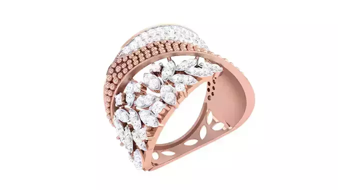 Women FLower Cocktail Rings 3dm STL OBJ FBX Renders Details