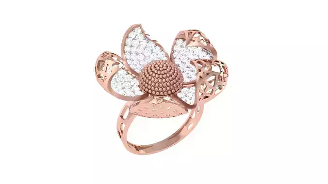 Women FLower Cocktail Rings 3dm STL OBJ FBX Renders Details