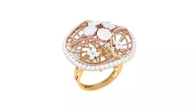 Women FLower Cocktail Rings 3dm STL OBJ FBX Renders Details