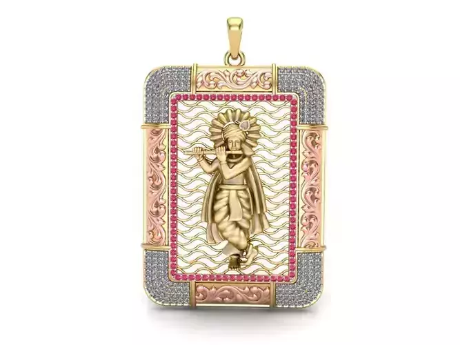 The God Krishana Gold Pendant - 02