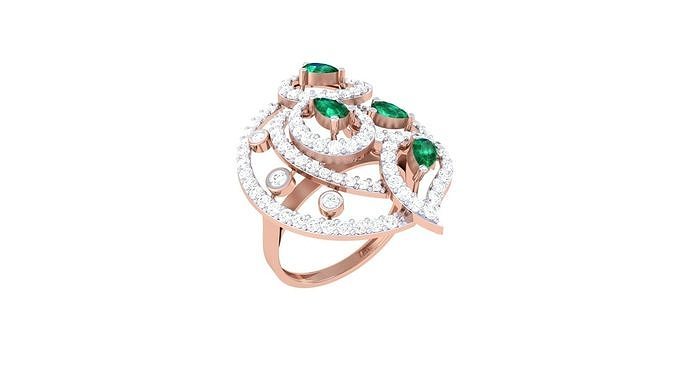 Women FLower Cocktail Rings 3dm STL OBJ FBX Renders Details 3D print model