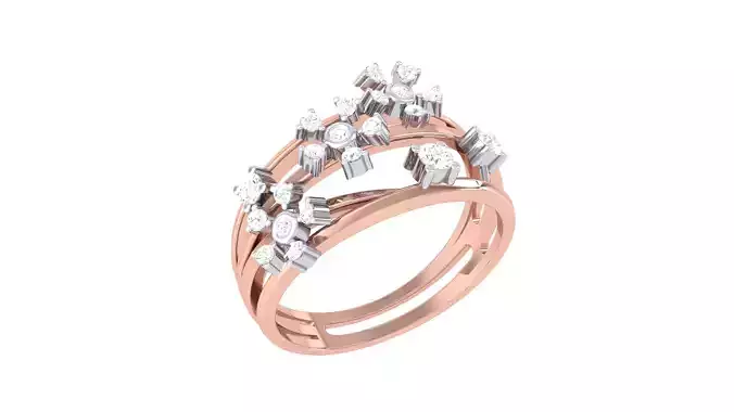 Women FLower Cocktail Rings 3dm STL OBJ FBX Renders Details