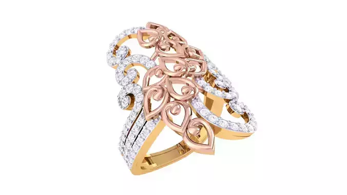 Women FLower Cocktail Rings 3dm STL OBJ FBX Renders Details