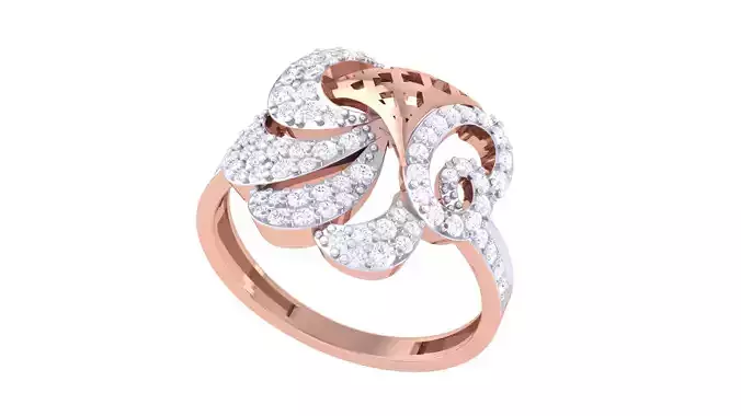 Women FLower Cocktail Rings 3dm STL OBJ FBX Renders Details