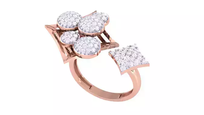 Open End FLower Cocktail Rings 3dm STL OBJ FBX Renders Details