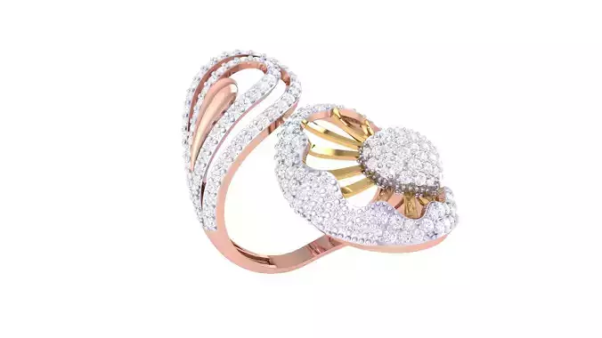 Open End FLower Cocktail Rings 3dm STL OBJ FBX Renders Details