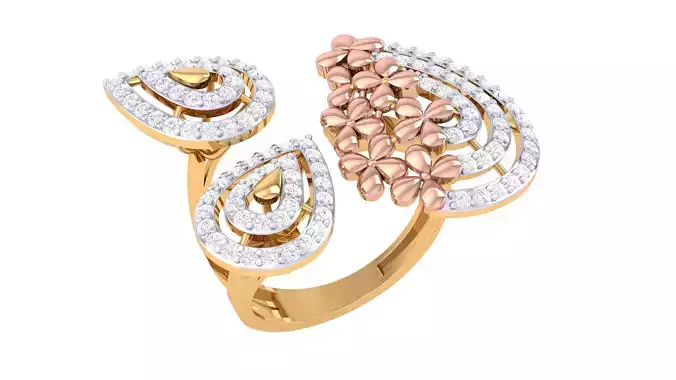 Open End FLower Cocktail Rings 3dm STL OBJ FBX Renders Details