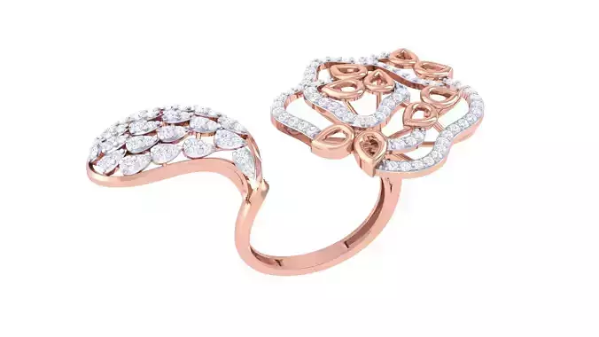 Open End FLower Cocktail Rings 3dm STL OBJ FBX Renders Details