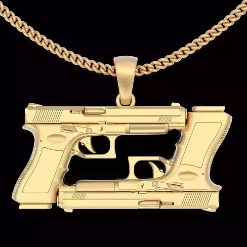 Gun Glock pendant silver gold printable jewelry 3D model