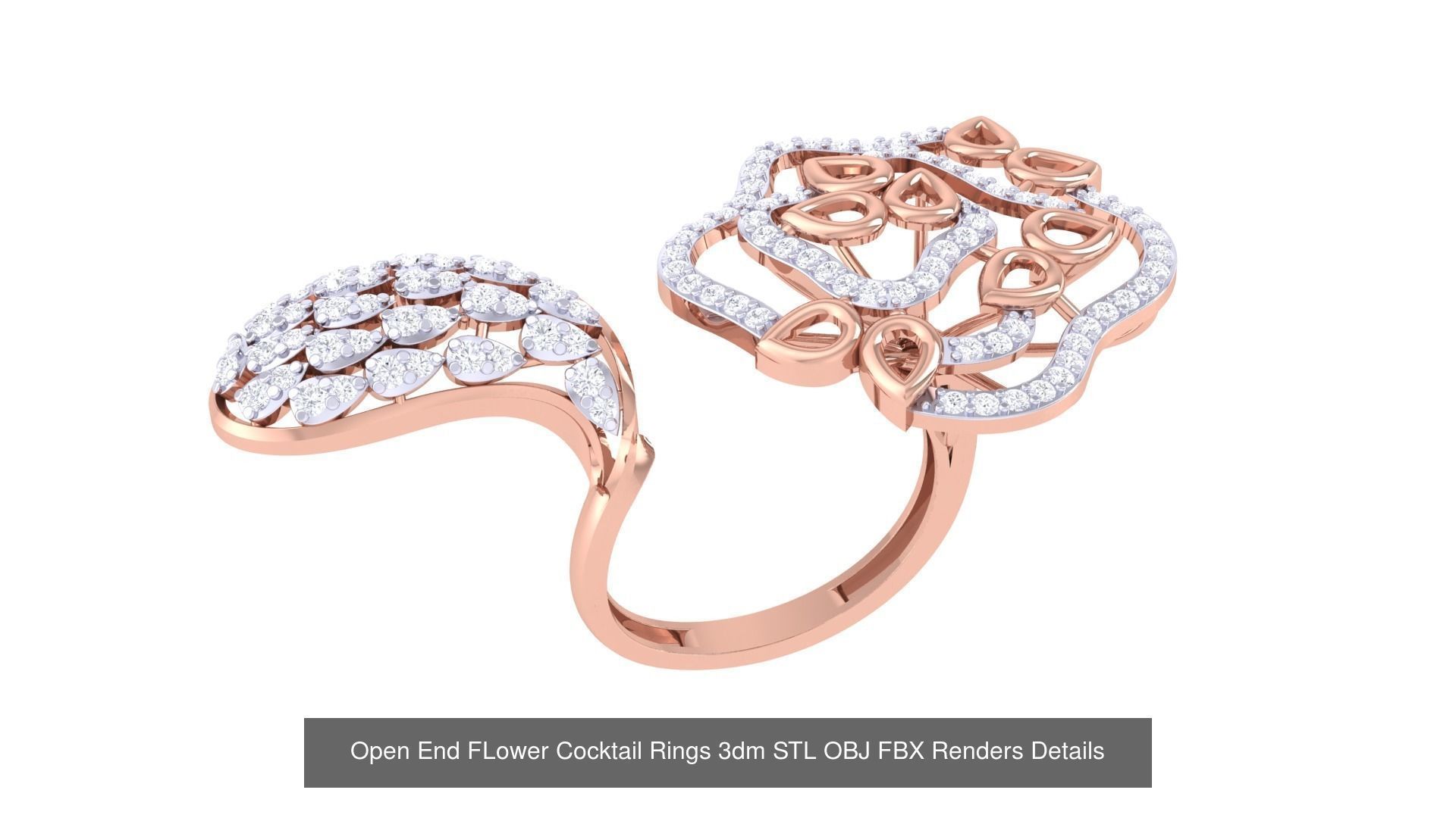 25 Open End FLower Cocktail Rings 3dm STL OBJ Details Collection _26