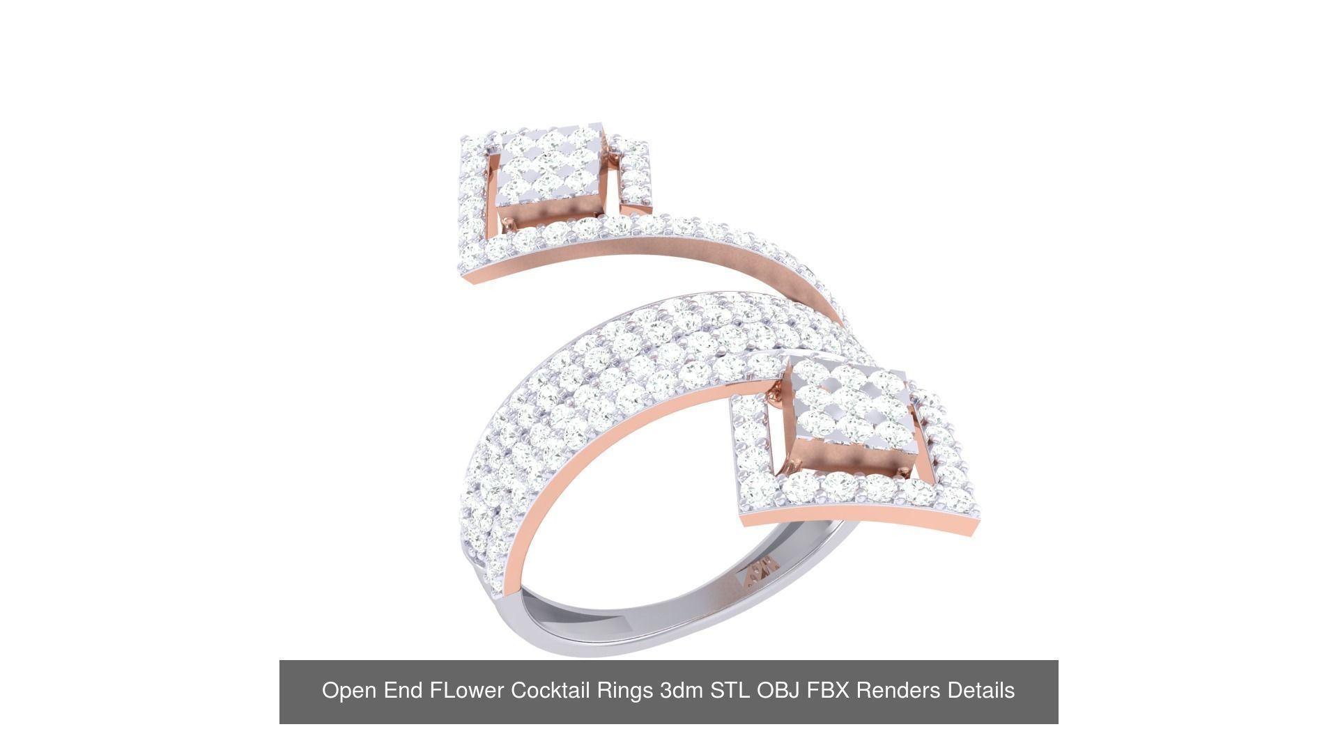 25 Open End FLower Cocktail Rings 3dm STL OBJ Details Collection _15