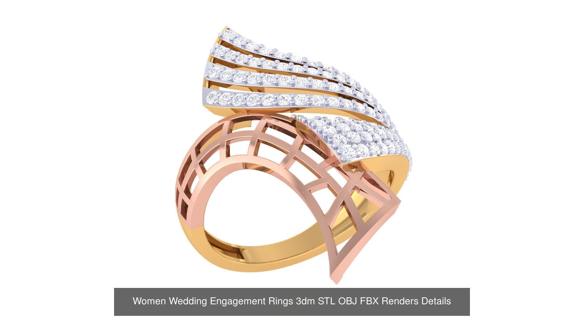 25 Open End FLower Cocktail Rings 3dm STL OBJ Details Collection _17