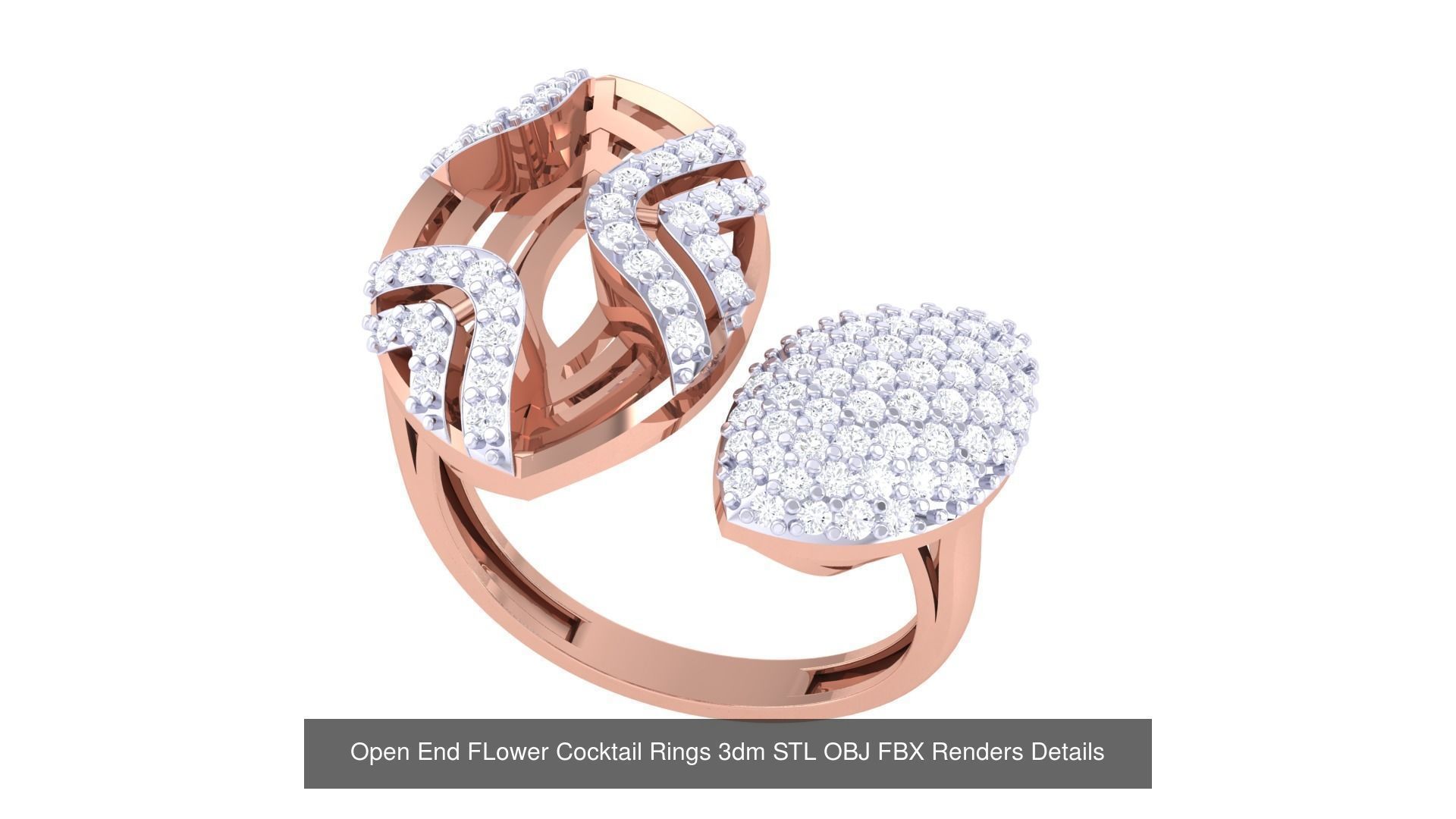 25 Open End FLower Cocktail Rings 3dm STL OBJ Details Collection _20