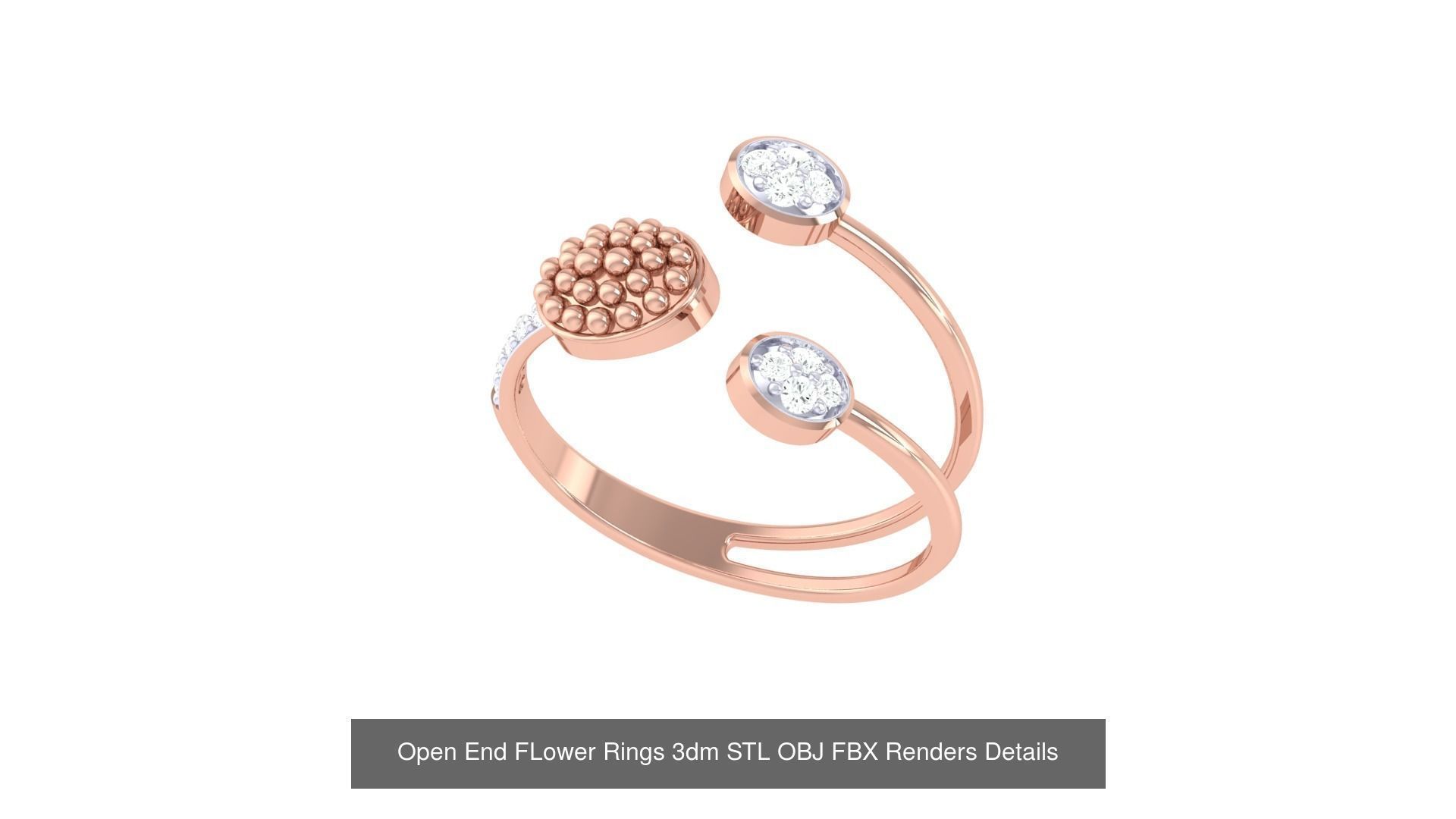 25 Open End FLower Cocktail Rings 3dm STL OBJ Details Collection _11