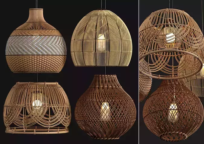 4 Rattan Pendant Lights