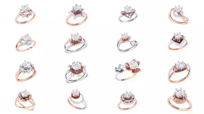 166 Women Wedding Engagement Flower Rings Collection