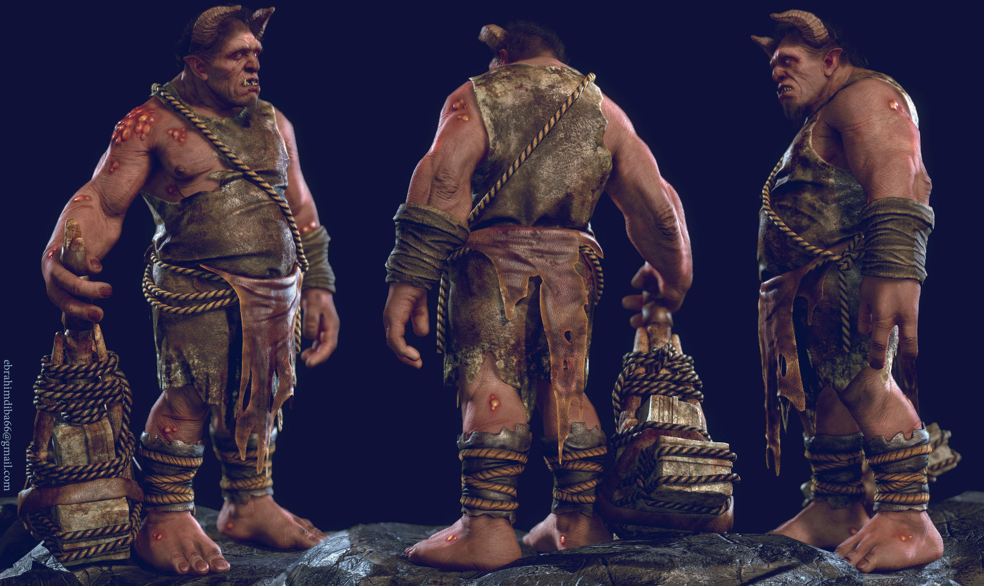 cave troll - 2013 - edit - 2016 Low-poly 3D model_1
