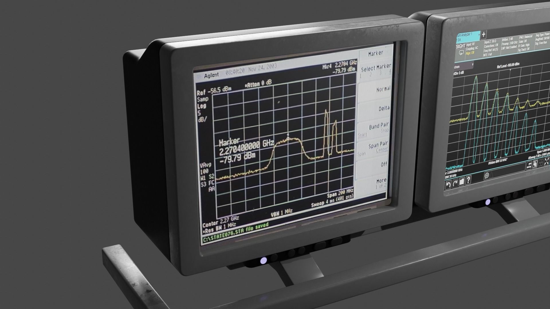 Old Duel Screen Monitor Low-poly 3D model_4