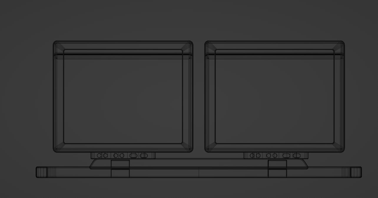 Old Duel Screen Monitor Low-poly 3D model_23