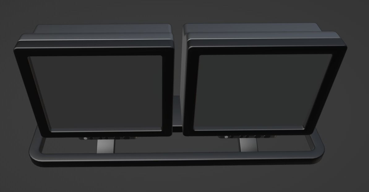 Old Duel Screen Monitor Low-poly 3D model_20