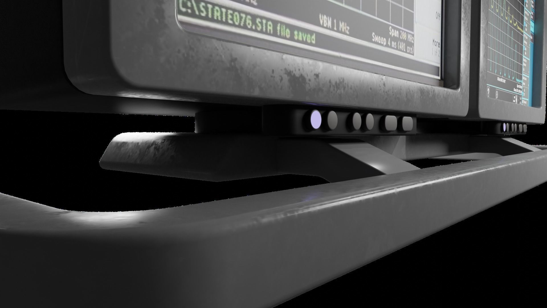 Old Duel Screen Monitor Low-poly 3D model_5