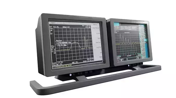 Old Duel Screen Monitor Low-poly 3D model