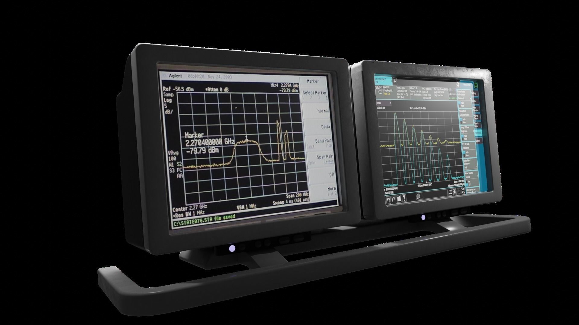 Old Duel Screen Monitor Low-poly 3D model_9