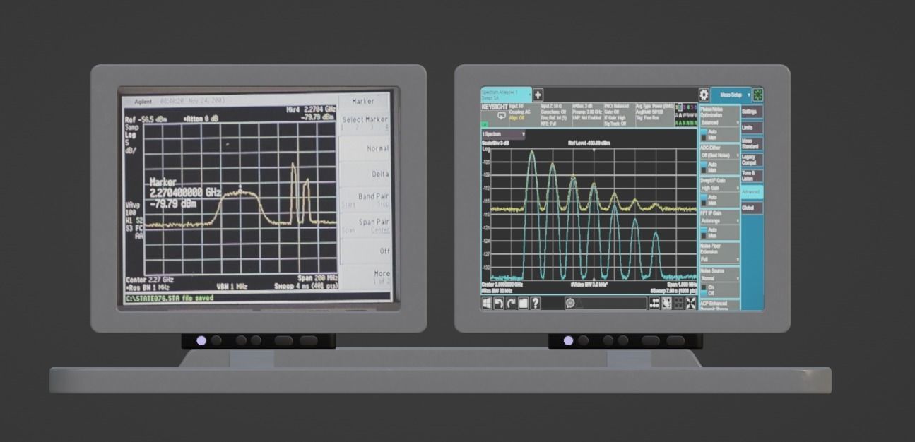 Old Duel Screen Monitor Low-poly 3D model_1