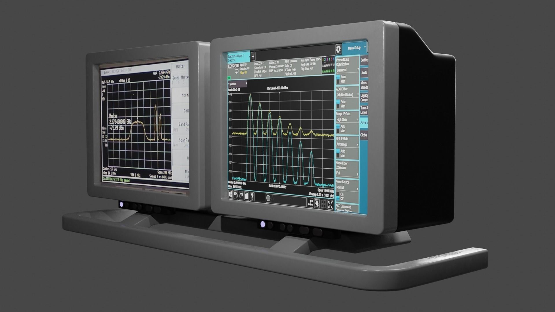 Old Duel Screen Monitor Low-poly 3D model_13