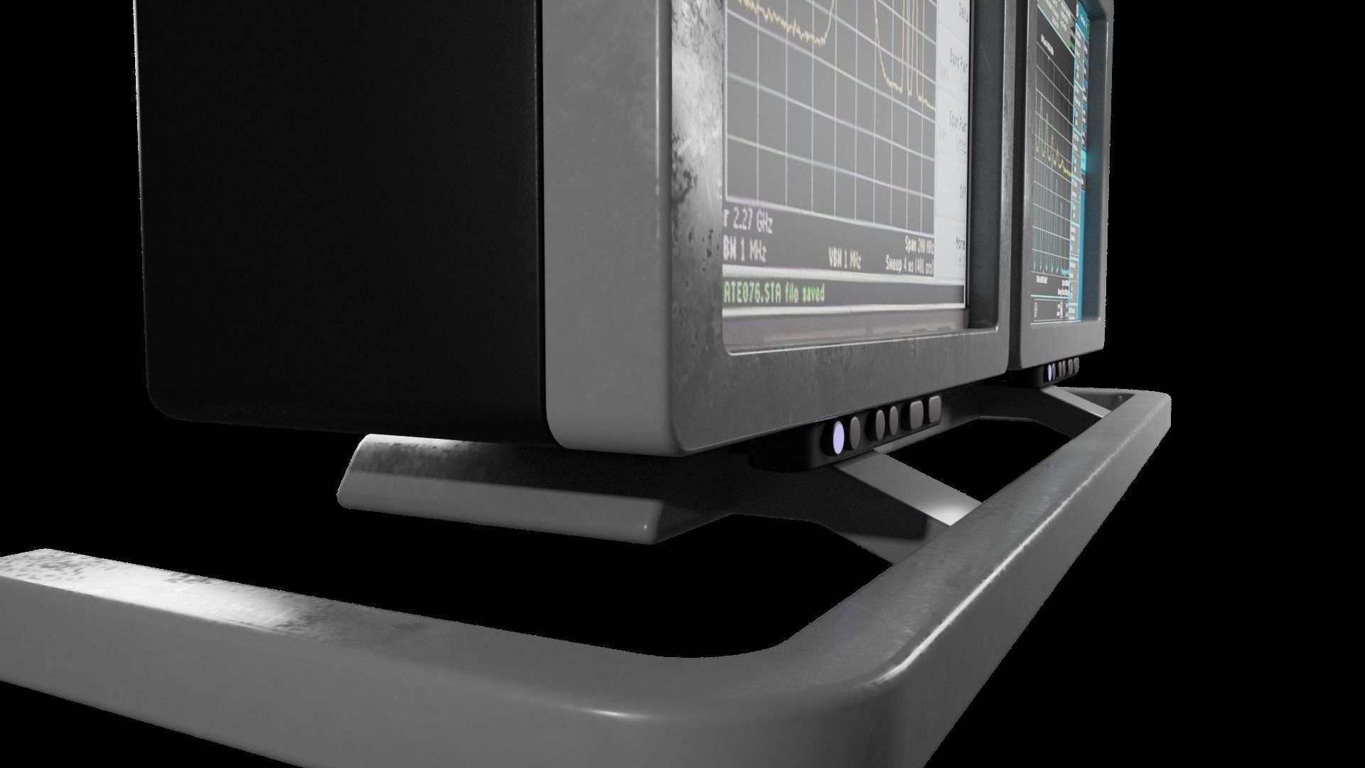 Old Duel Screen Monitor Low-poly 3D model_8