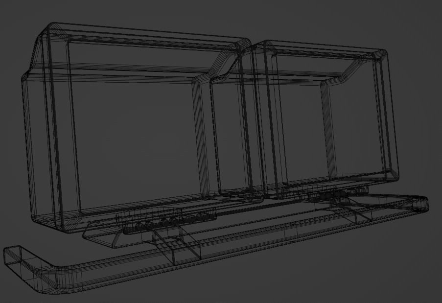 Old Duel Screen Monitor Low-poly 3D model_25