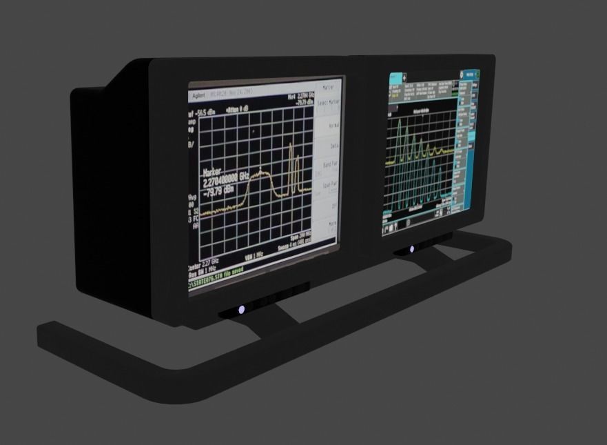 Old Duel Screen Monitor Low-poly 3D model_6