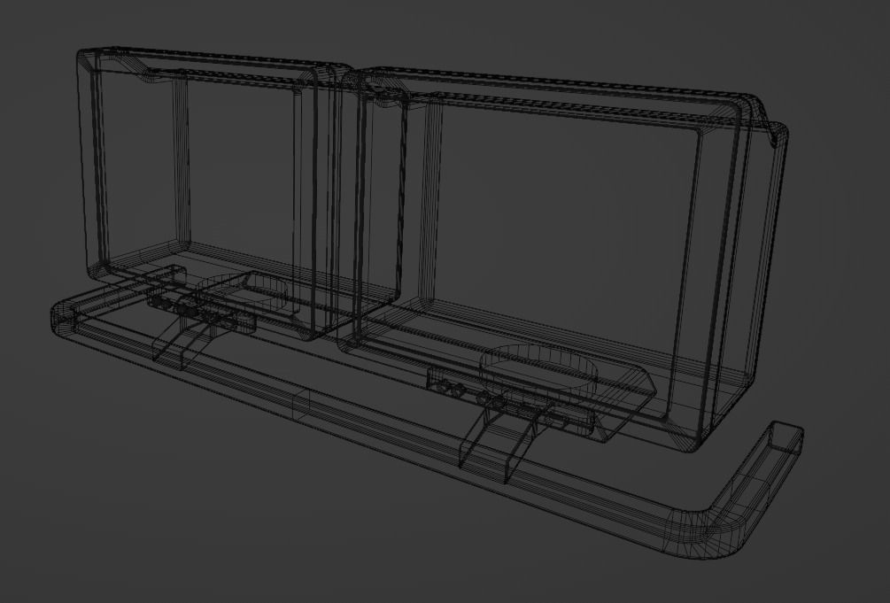 Old Duel Screen Monitor Low-poly 3D model_21