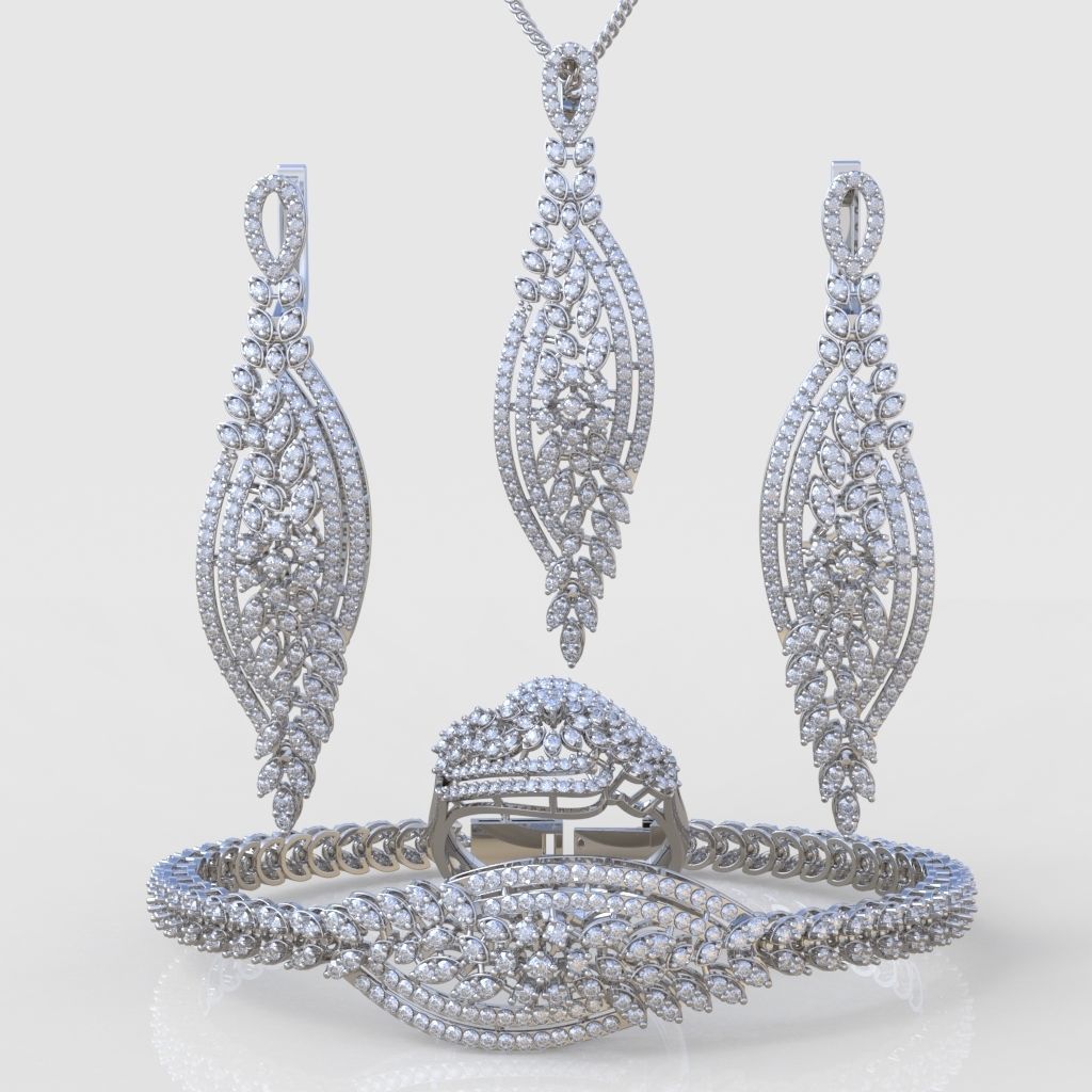 Ring Bracelet Earring and Pendant Set 3D printable model 0036 3D Model Collection_4