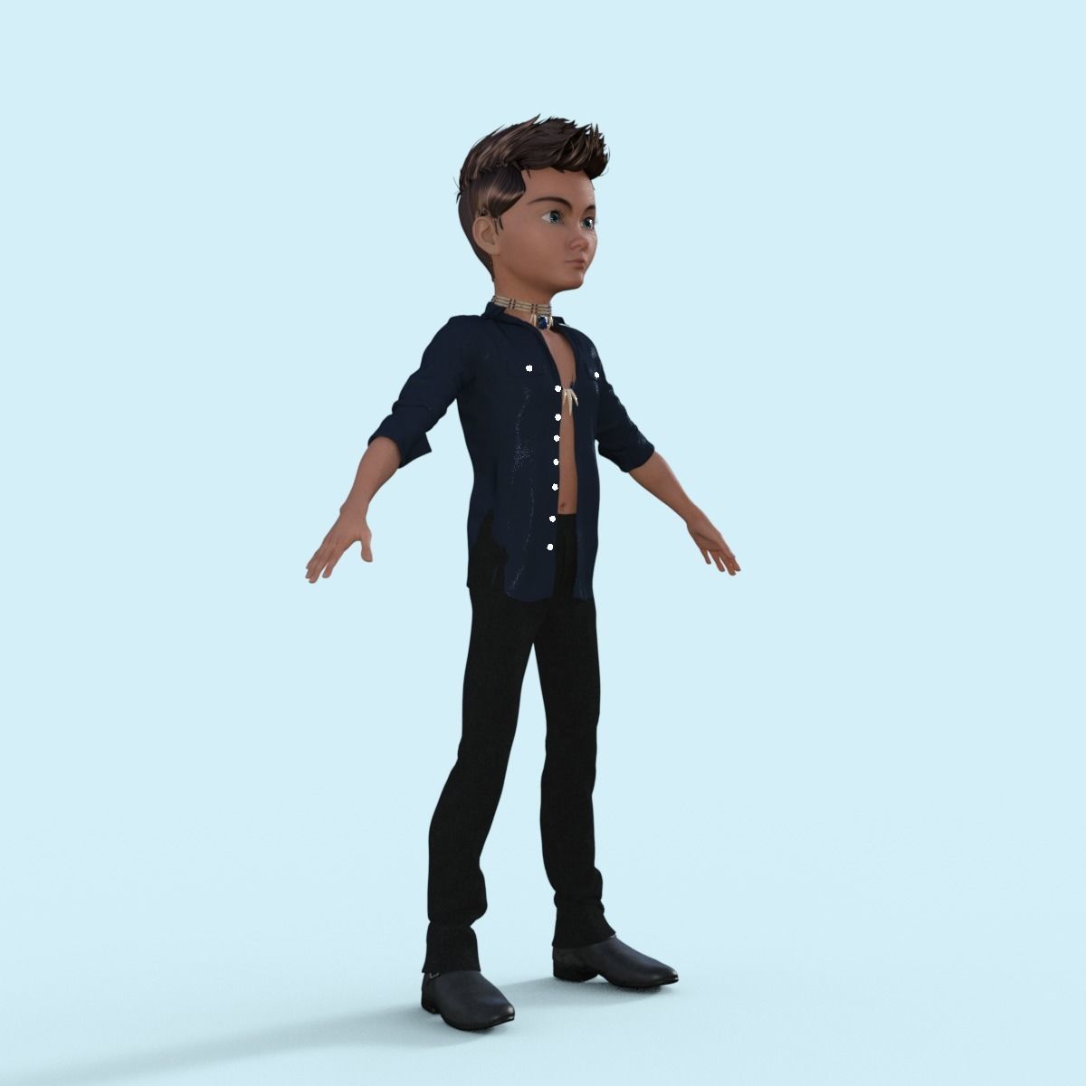 Cartoon Pop Star Rigged 3D model_8