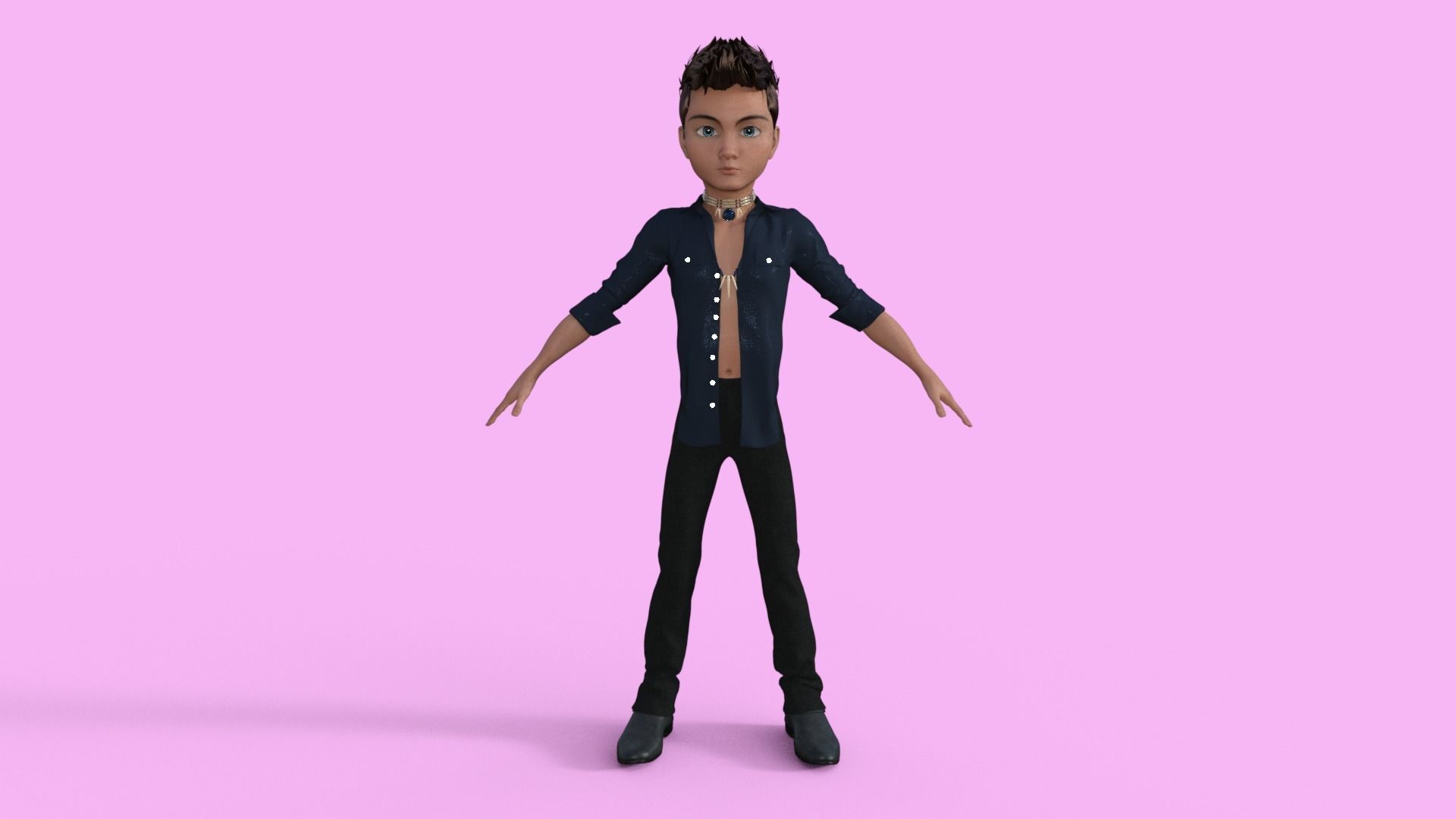 Cartoon Pop Star Rigged 3D model_27