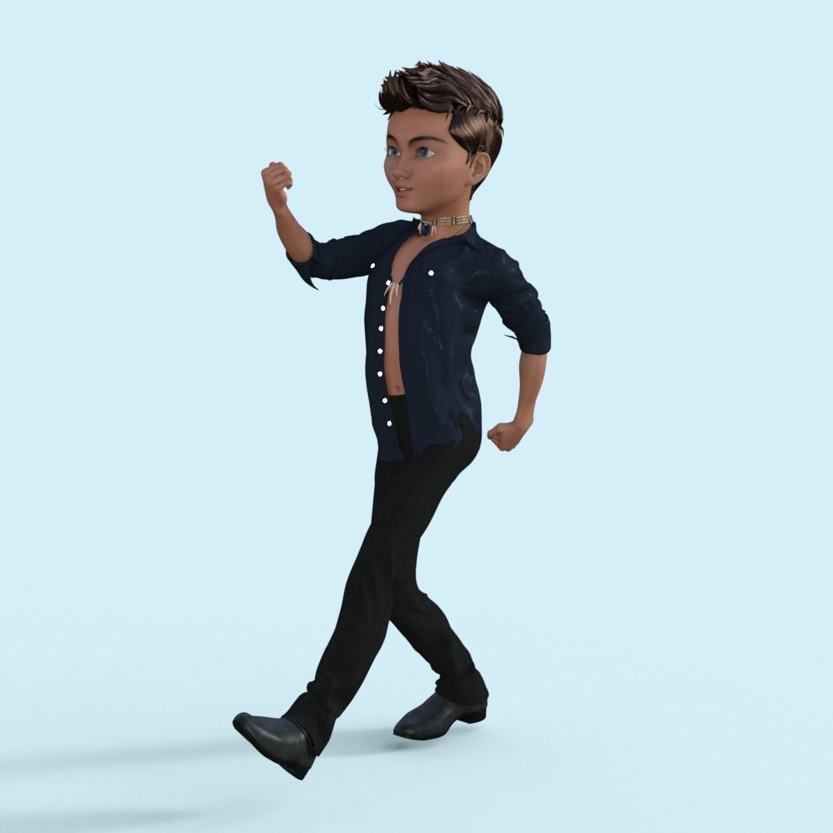 Cartoon Pop Star Rigged 3D model_14
