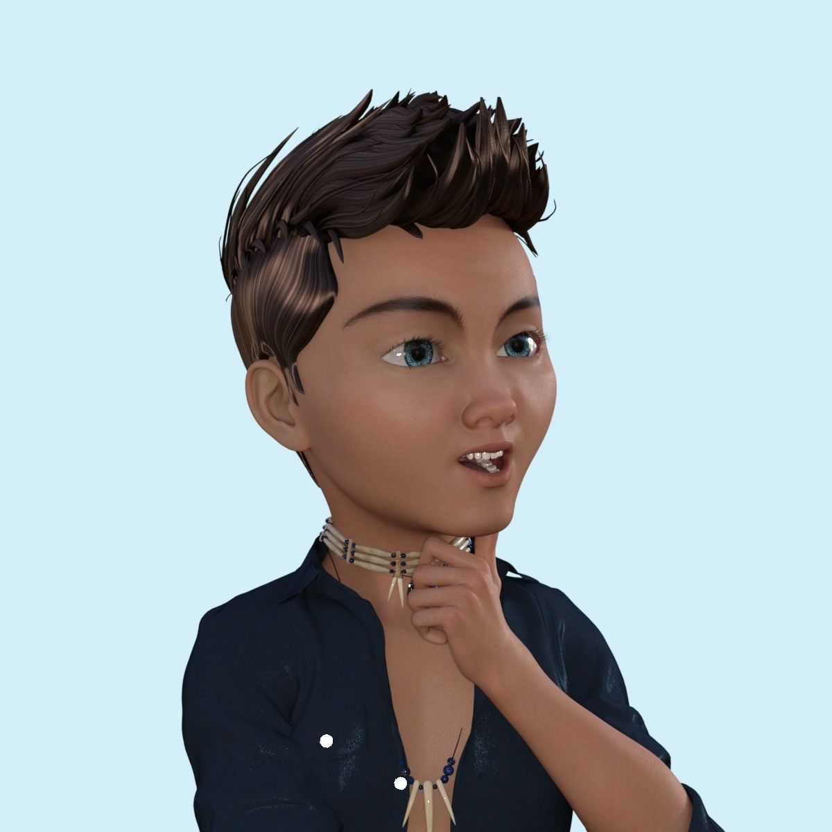 Cartoon Pop Star Rigged 3D model_20