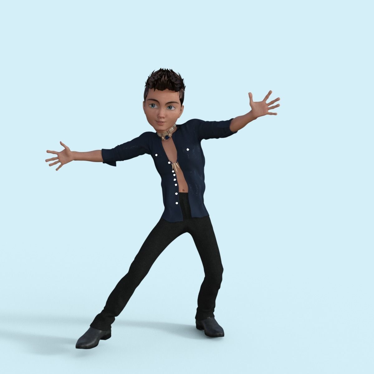Cartoon Pop Star Rigged 3D model_13