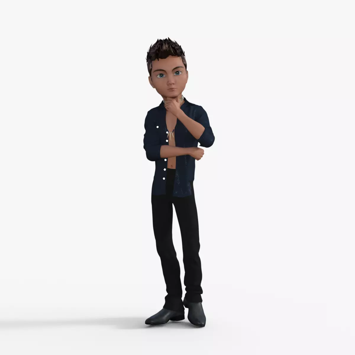 Cartoon Pop Star Rigged 3D model_0