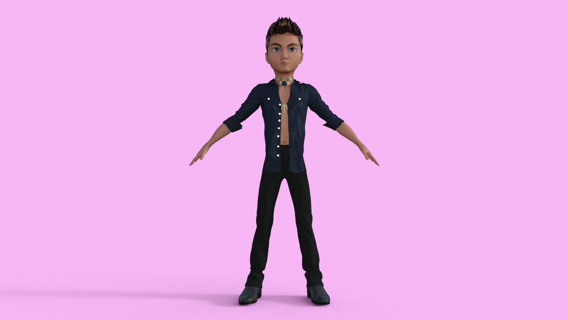 Cartoon Pop Star Rigged 3D model_35